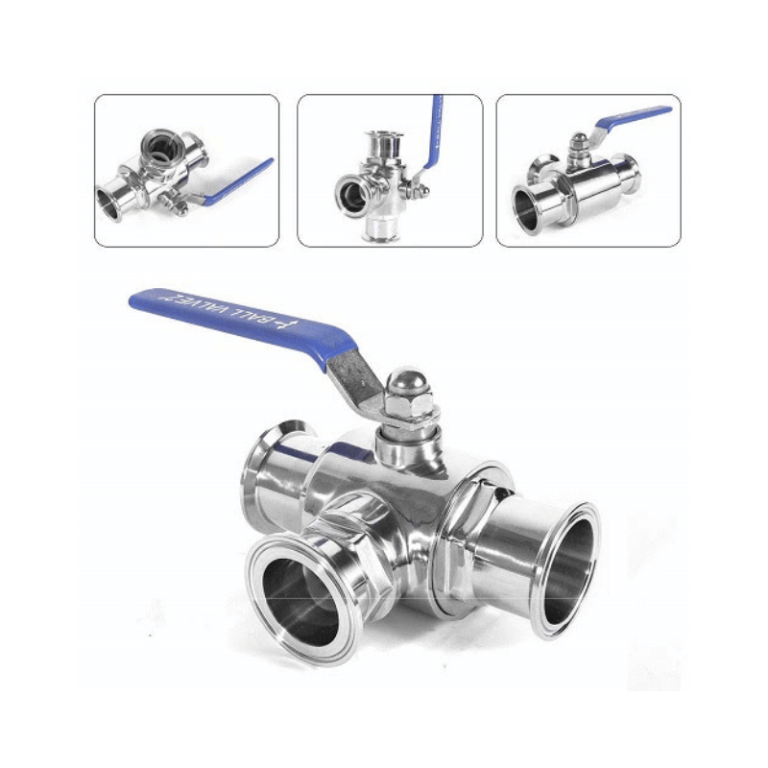 Van bi 3 ngả vi sinh clamp inox 304, 316L - Ảnh 4